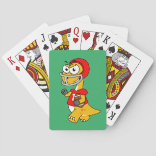 Jeu De Cartes Illustration D'Un Brontosaurus Jouant Au Football.