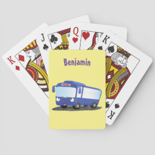Jeu De Cartes Illustration d'un bus moderne bleu mignon