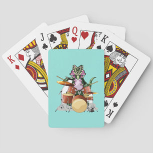 Jeu De Cartes Illustration D'Un Chasmosaurus Jouant Aux Tambours