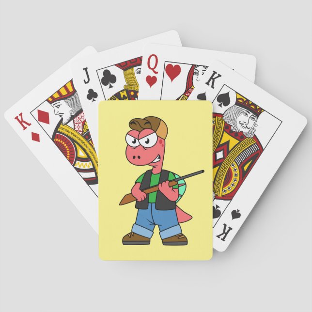 Jeu De Cartes Illustration D'Un Chasseur De Spinosaure Avec Arme (dos)