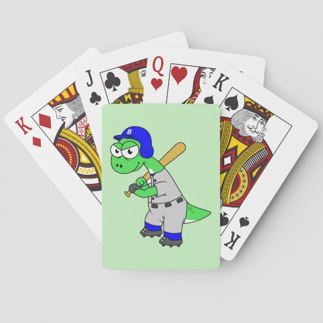 Jeu De Cartes Illustration D'Un Joueur De Baseball Brontosaurus. (dos)