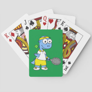 Jeu De Cartes Illustration D'Un Joueur De Tennis Tyrannosaurus R