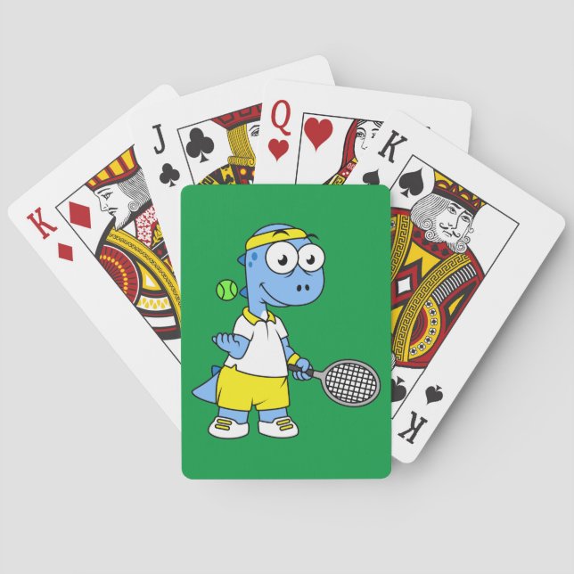 Jeu De Cartes Illustration D'Un Joueur De Tennis Tyrannosaurus R (dos)
