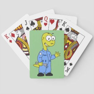 Jeu De Cartes Illustration D'Un Mécanique Brontosaurus.
