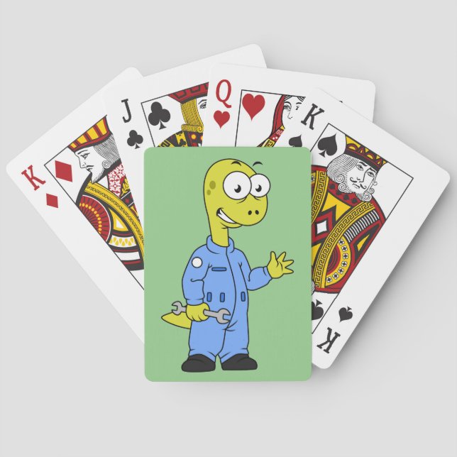 Jeu De Cartes Illustration D'Un Mécanique Brontosaurus. (dos)