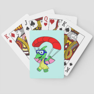 Jeu De Cartes Illustration D'Un Parachutage De Ptérodactyle.