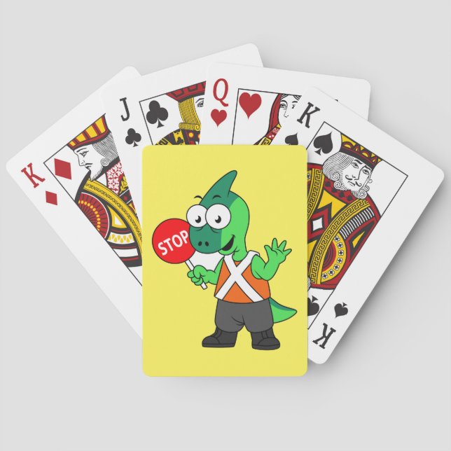 Jeu De Cartes Illustration D'Un Parasaurolophus Traffic Enforcer (dos)