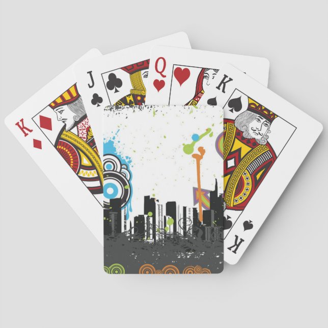 Jeu De Cartes Illustration d'un paysage urbain grungy (dos)