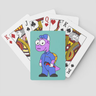 Jeu De Cartes Illustration D'Un Plomber Spinosaurus.