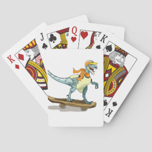 Jeu De Cartes Illustration D'Un Raptor Skateboard.