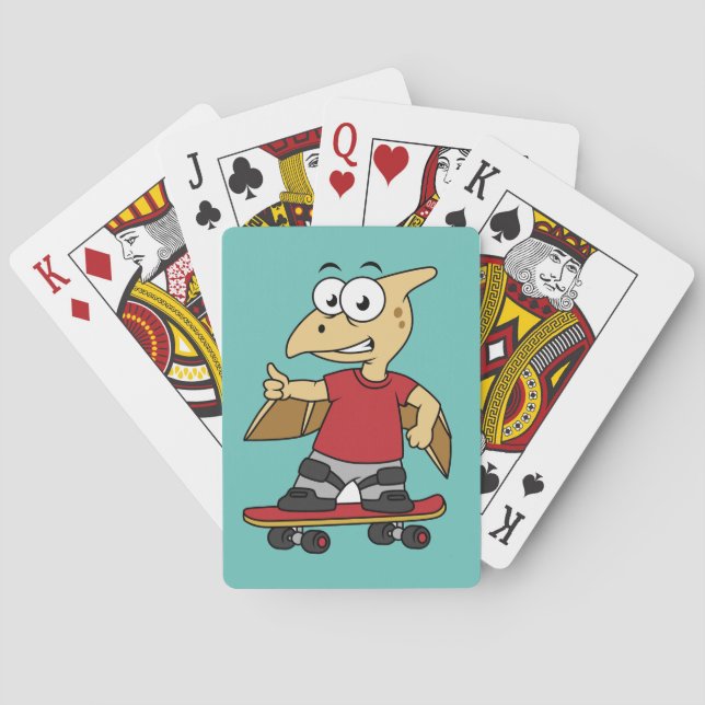 Jeu De Cartes Illustration D'Un Skateboard De Ptérosaure. (dos)