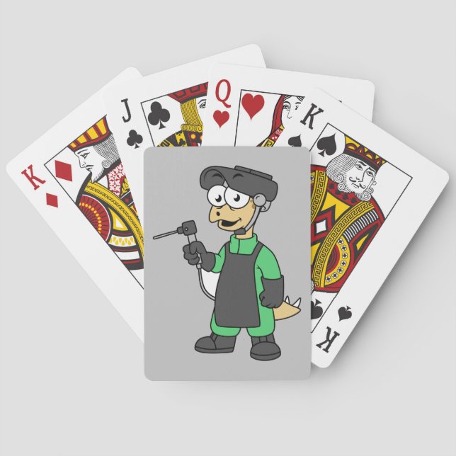 Jeu De Cartes Illustration D'Un Soudeur De Stegosaurus. (dos)