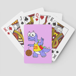 Jeu De Cartes Illustration D'Un Stegosaurus Jouant Au Basket.