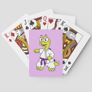 Jeu De Cartes Illustration D'Un Stégosaurus Pratiquant Le Karaté