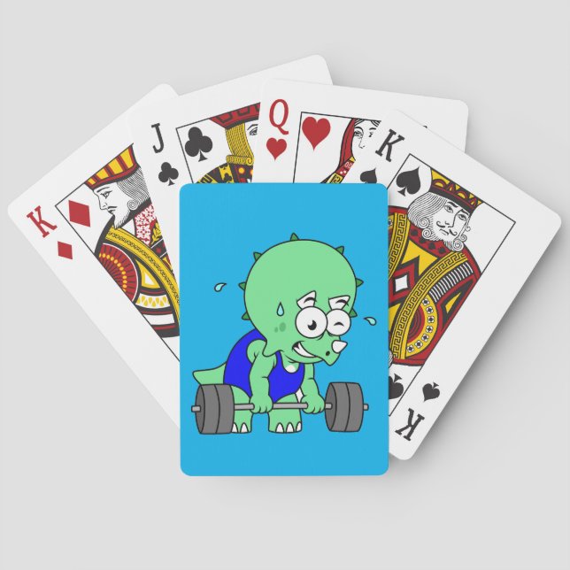 Jeu De Cartes Illustration D'Un Tricératops Poids De Levage. (dos)