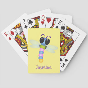 Jeu De Cartes Illustration d'une libellule bleu et rose