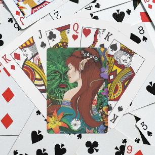 Jeu De Cartes Illustration florale de fantaisie de l'Homme Vert