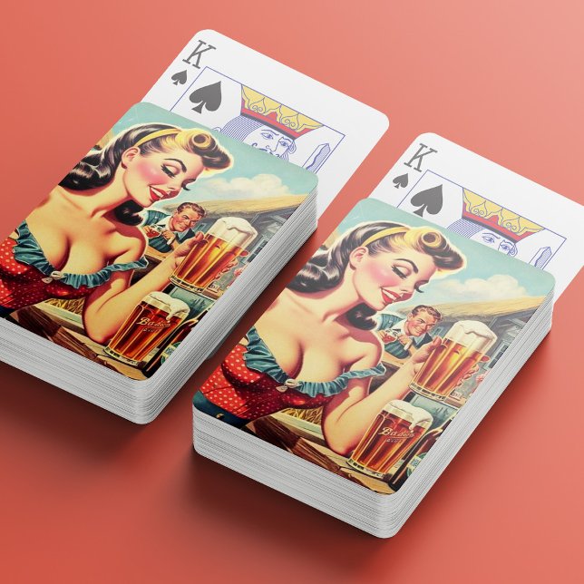 Jeu De Cartes Illustration Retro Beer Girl (Créateur téléchargé)