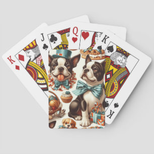 Jeu De Cartes Illustration Retro Cute Boston Terrier