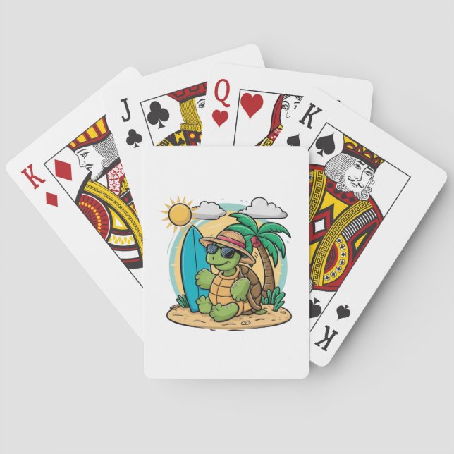 Jeu De Cartes Illustration vectorielle d'une tortue verte (dos)