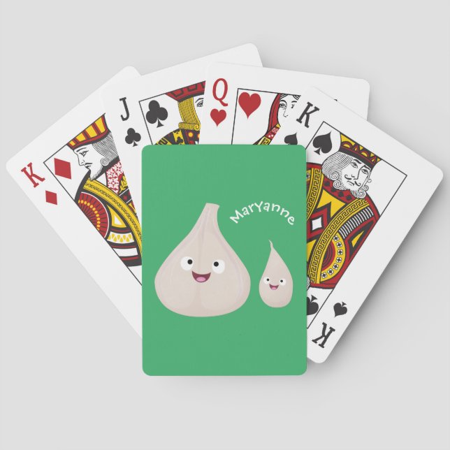 Jeu De Cartes Illustration végétale de caricature à l'ail mignon (dos)