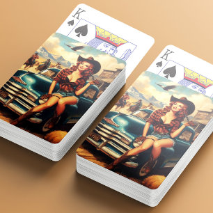 Jeu De Cartes Illustration vintage Country Girl
