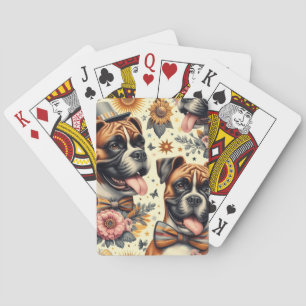 Jeu De Cartes Illustration vintage de chien de boxe