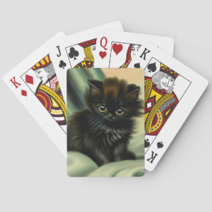 Jeu De Cartes Illustration vintage de Kitten noir