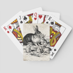 Jeu De Cartes Illustration vintage de la famille de lapins, lapi