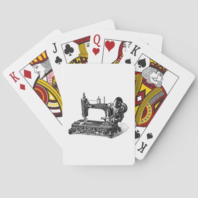 Jeu De Cartes Illustration vintage de machine à coudre de 1800s (dos)