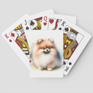 Jeu De Cartes Image d'aquarelle mignonne Pomeranian