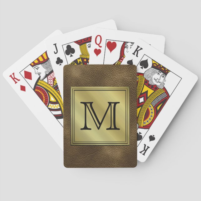 Jeu De Cartes Image Monogramme Personnalisée Imprimée. Brun. (dos)