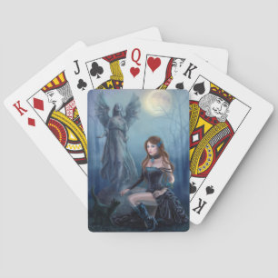 Jeu De Cartes Imaginaire belle femme avec chat noir