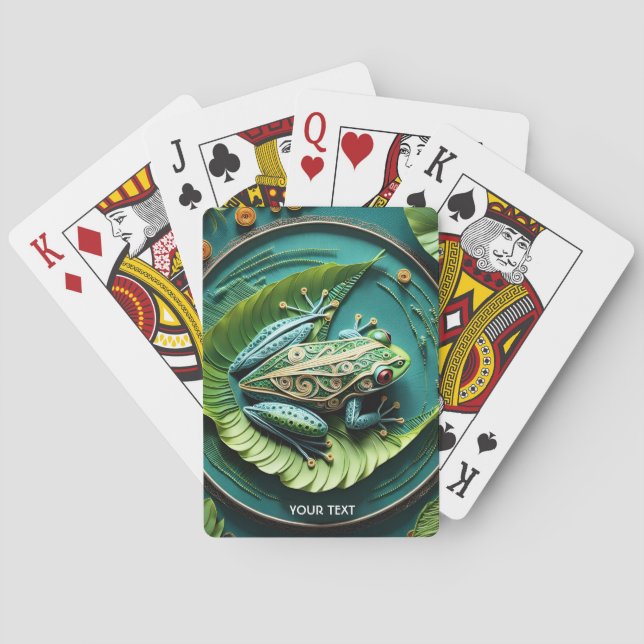 Jeu De Cartes Imaginaire Cute Frog Feuilles Filigree (dos)