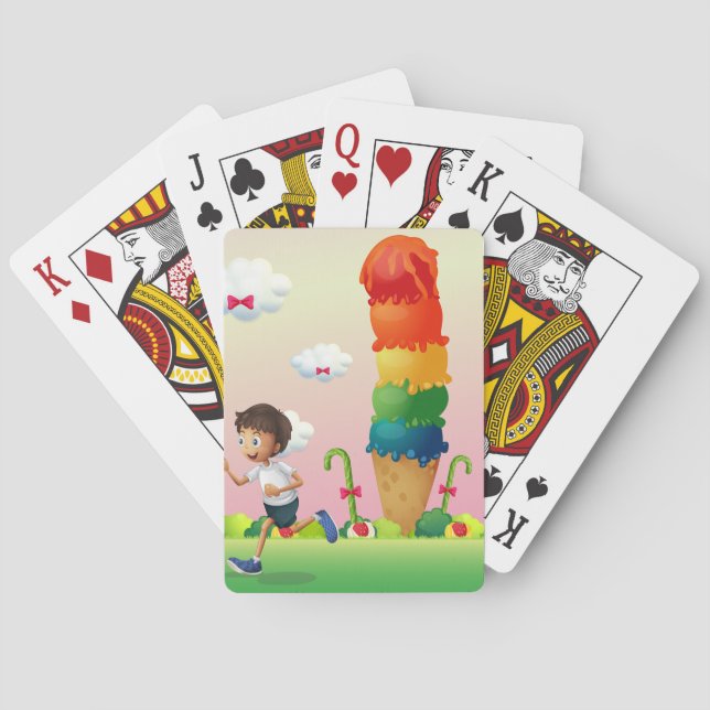 Jeu De Cartes Imaginaire Ice Cream Cone avec Happy Running Boy (dos)