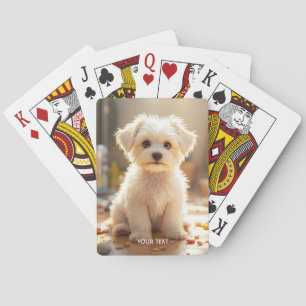 Jeu De Cartes Imaginaire mignon maltais joyeux chiot maltais