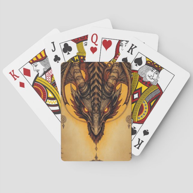 Jeu De Cartes Imaginaire mystique du dragon antique de feu (dos)