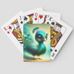 Jeu De Cartes Imaginaire vert mignon bébé paon