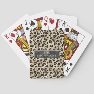 Jeu De Cartes Impression d'animal léopard avec fausse feuille no