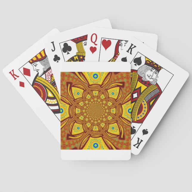 Jeu De Cartes Impression d'art Kaleidoscope d'or (dos)