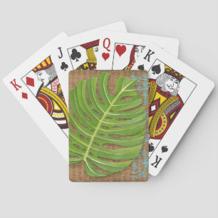 Jeu De Cartes Impression de bloc de palme sur fond de rotin