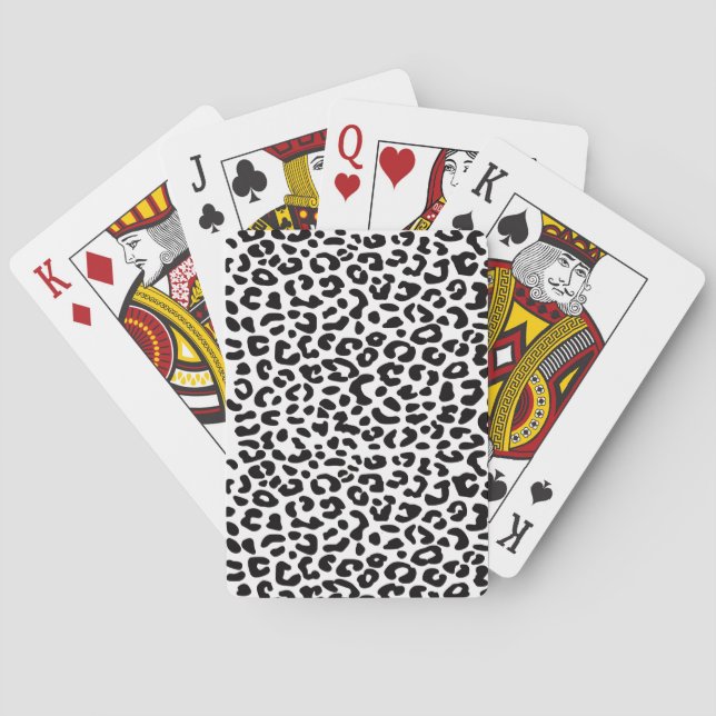 Jeu De Cartes Impression léopard noir et blanc classique (dos)