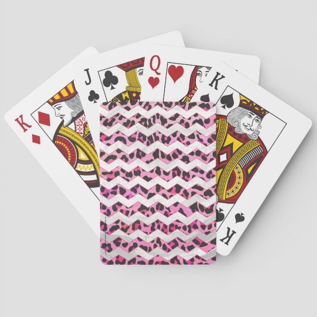 Jeu De Cartes Impression léopard noir et rose chaud (dos)