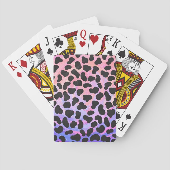 Jeu De Cartes Impression noire et rose dalmate (dos)