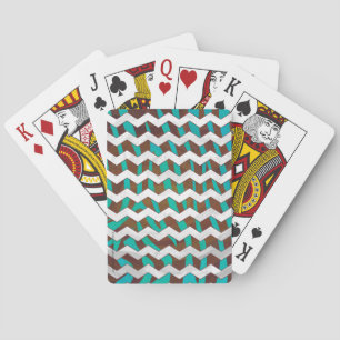 Jeu De Cartes Impression Zèbre Chevron Marron et Sarcelle
