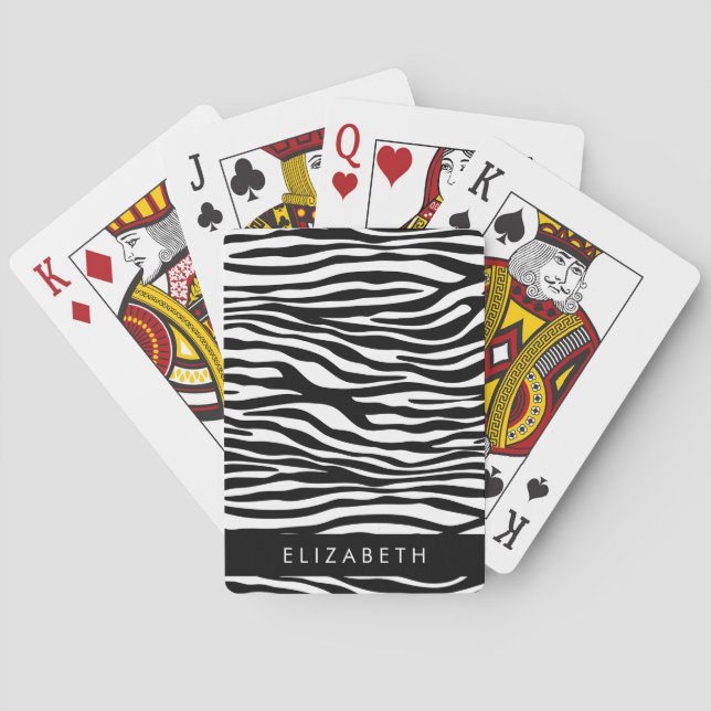 Jeu De Cartes Impression Zèbre, Grilles, Noir Et Blanc, Votre No (dos)