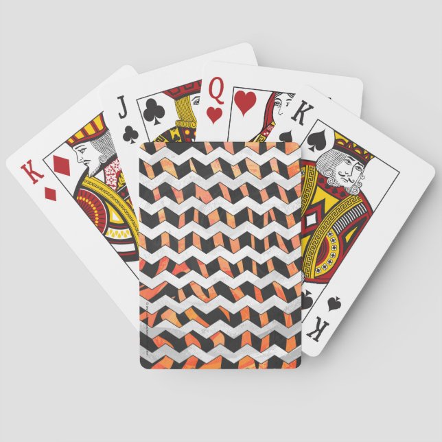 Jeu De Cartes Impression zèbre noir et orange (dos)