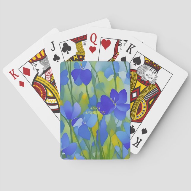 Jeu De Cartes Impressionniste PERSONNALISÉ Texas Bluebonnets (dos)
