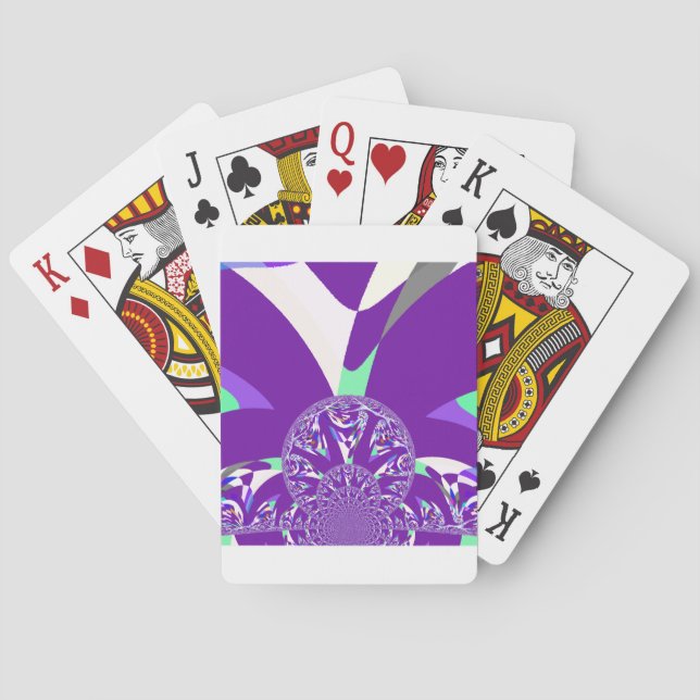Jeu De Cartes Imprimante d'art bleu rétro Cyan Kaleidoscope (dos)
