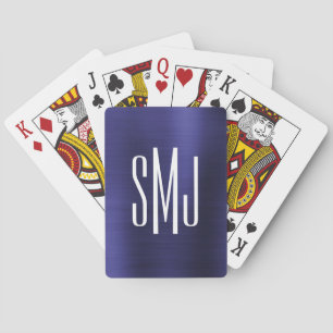 Jeu De Cartes Indigo Blue Ombre Foil trois lettres Monogramme